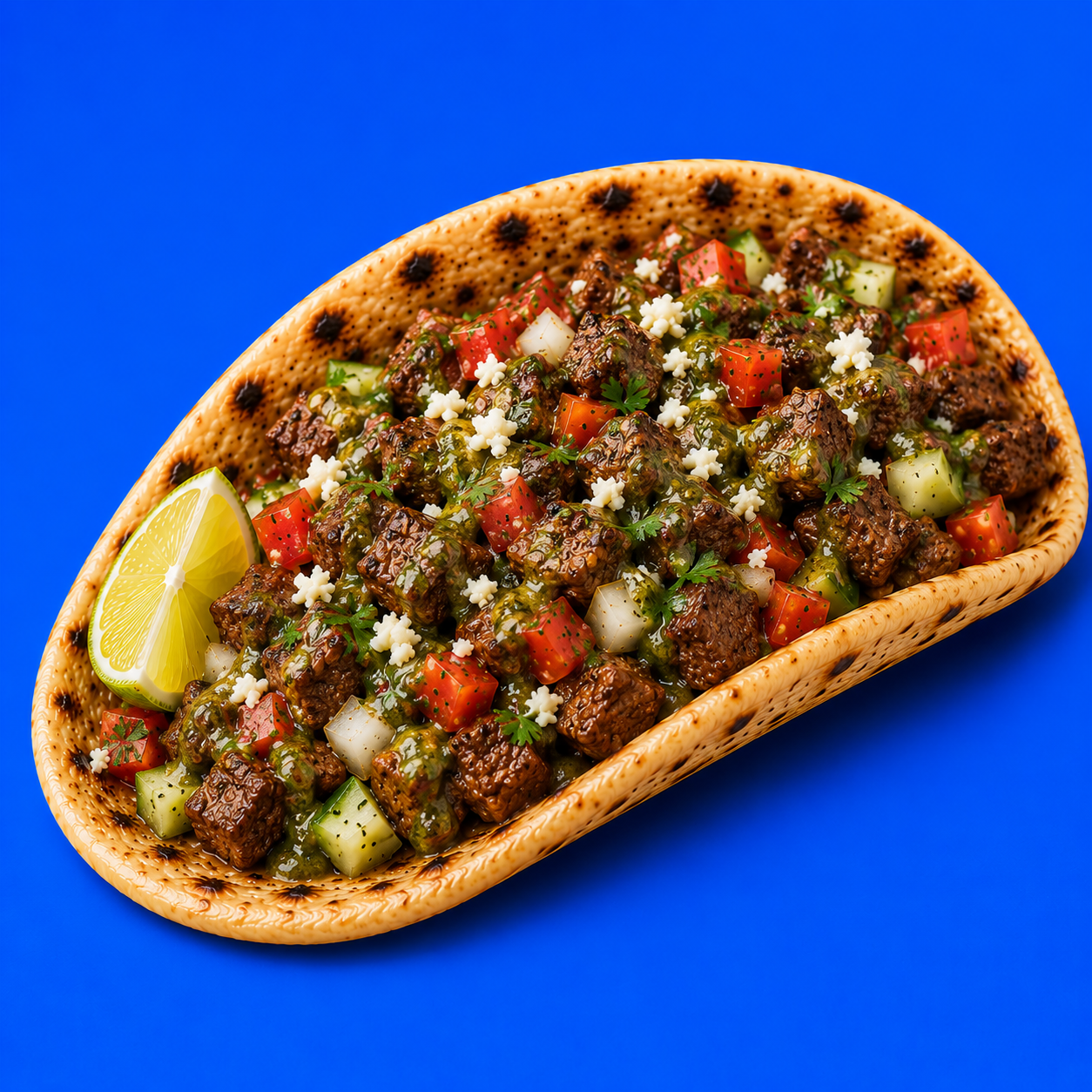 Beef suqaar taco — Somali-style sautéed beef on chapati at Somali Tacos Minneapolis