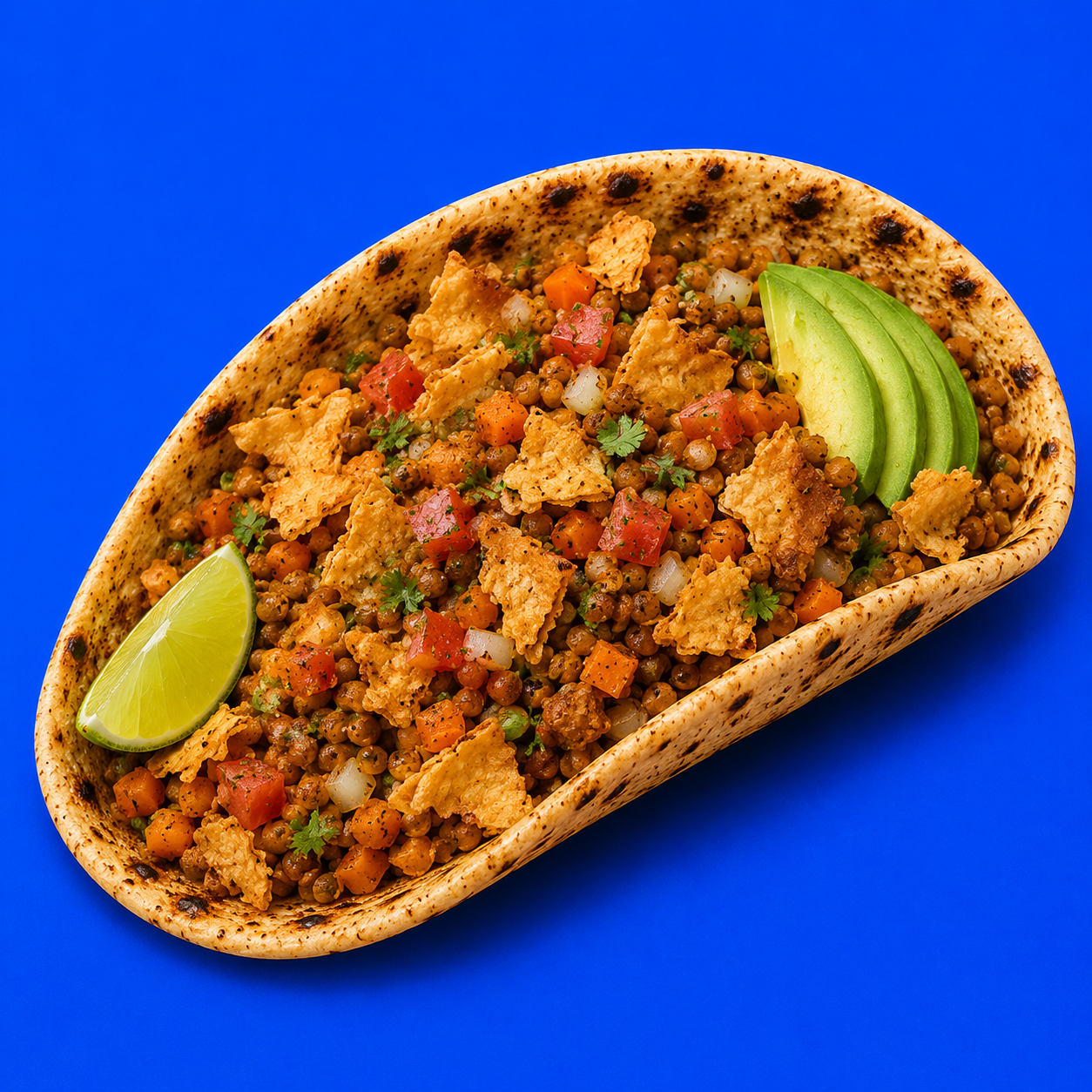 Misir lentil taco — vegan Somali red lentils on chapati at Somali Tacos Minneapolis